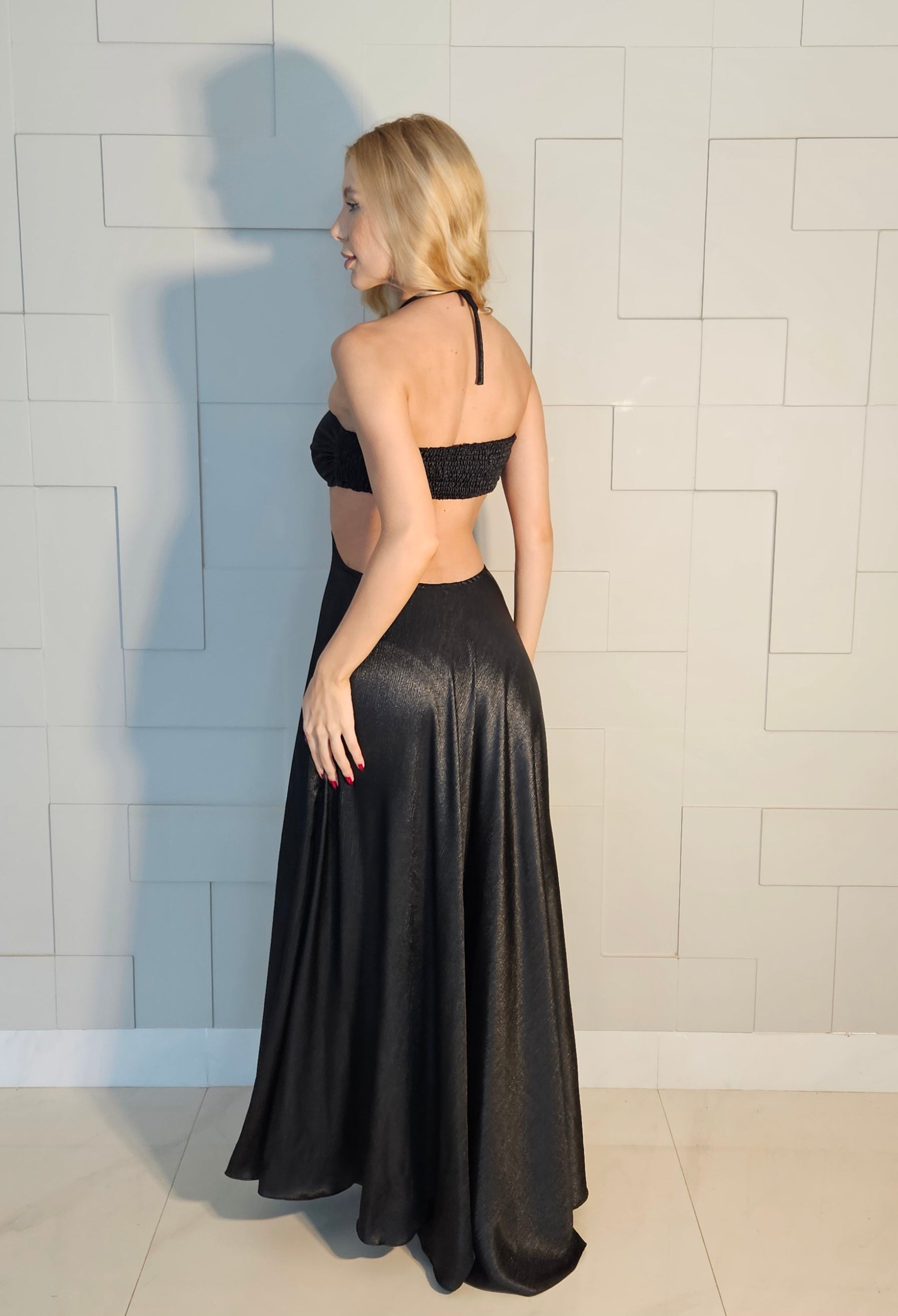 Vestido Virginia Plisse Preto