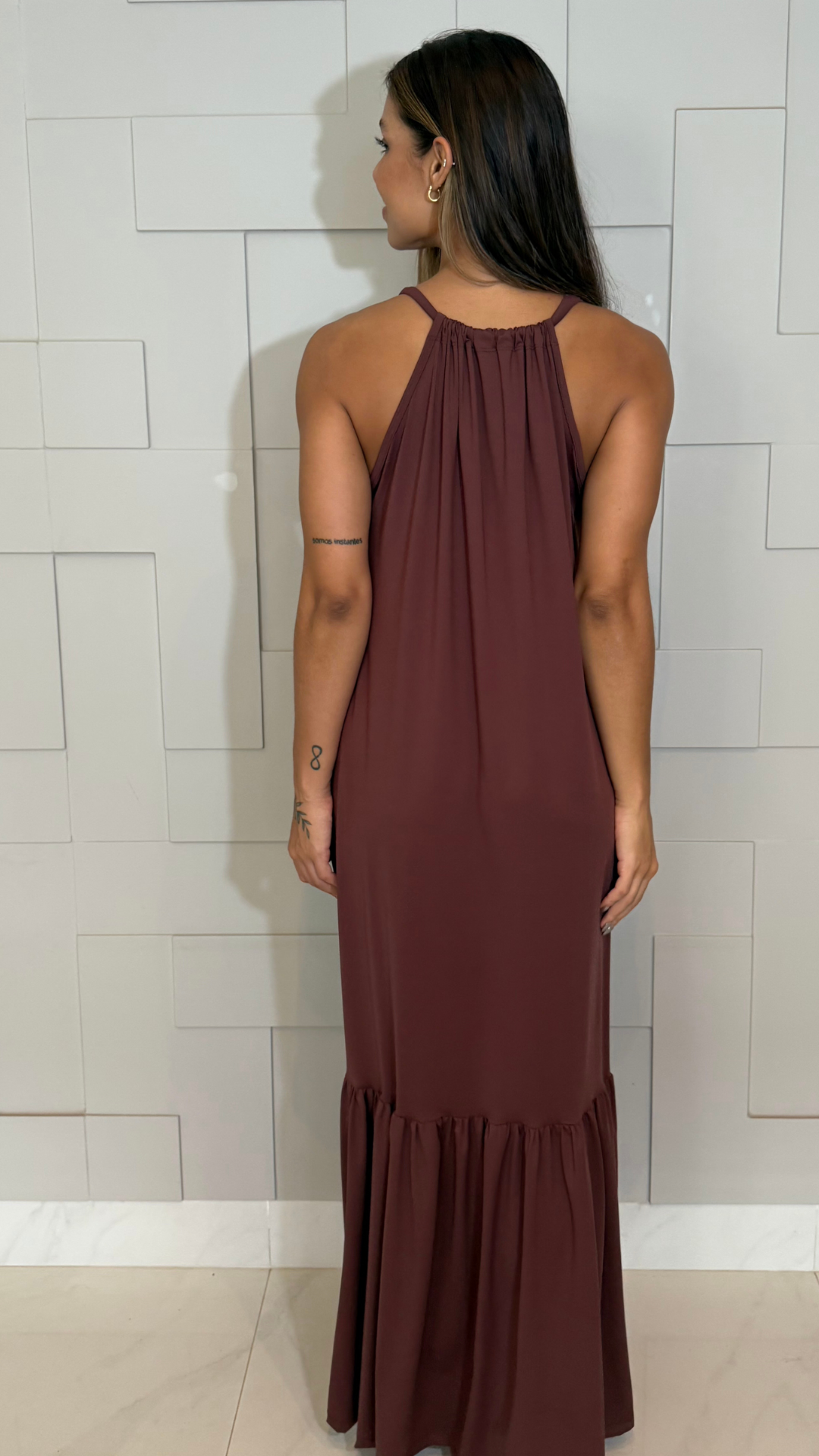 VESTIDO ANGELINE JASPE MARROM