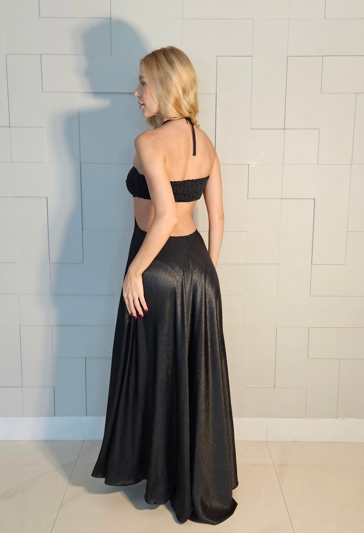 Vestido Virginia Plisse Preto