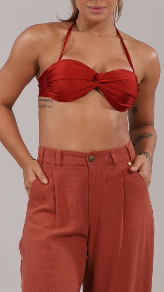 Calça Estela | Pantalona | Terracota