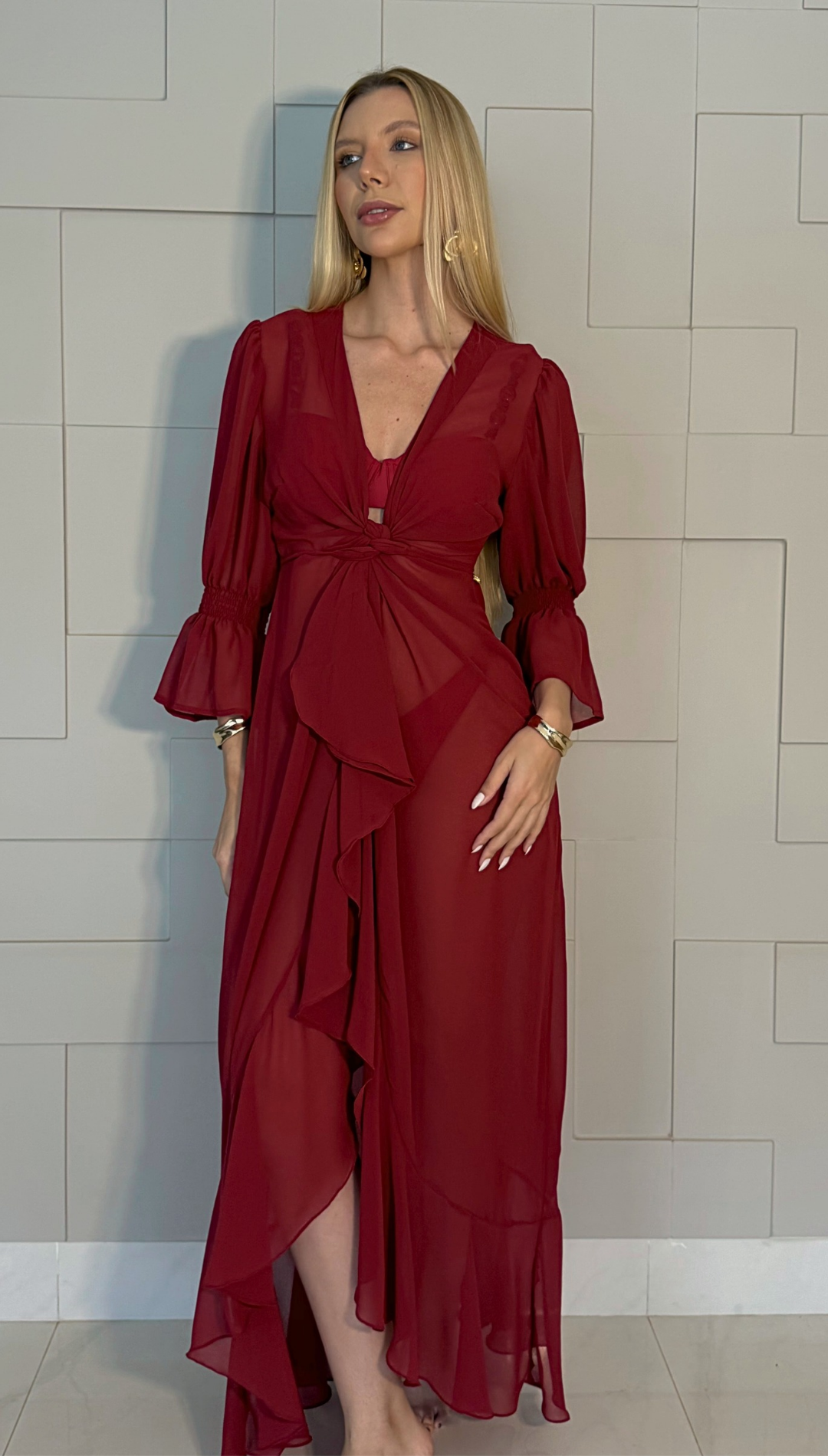 Vestido Laís Bordô